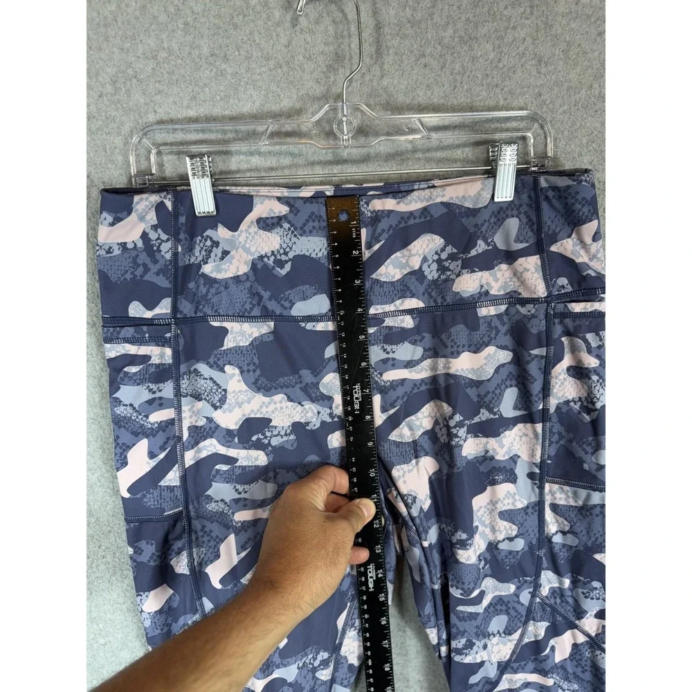 Reebok Leggings Womens XL Blue Pink Camo Athletic Workout Activewear Pockets
